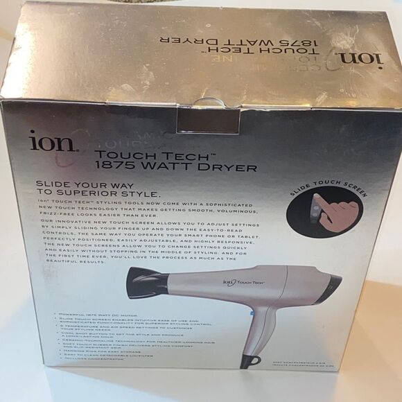 Ion Ceramic Tourmaline Touch Tech 1875 Watt Hair Dryer New